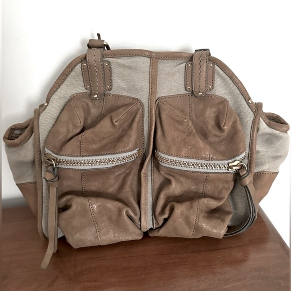 Anthropologie Canvas and Leather Shoulder Bag